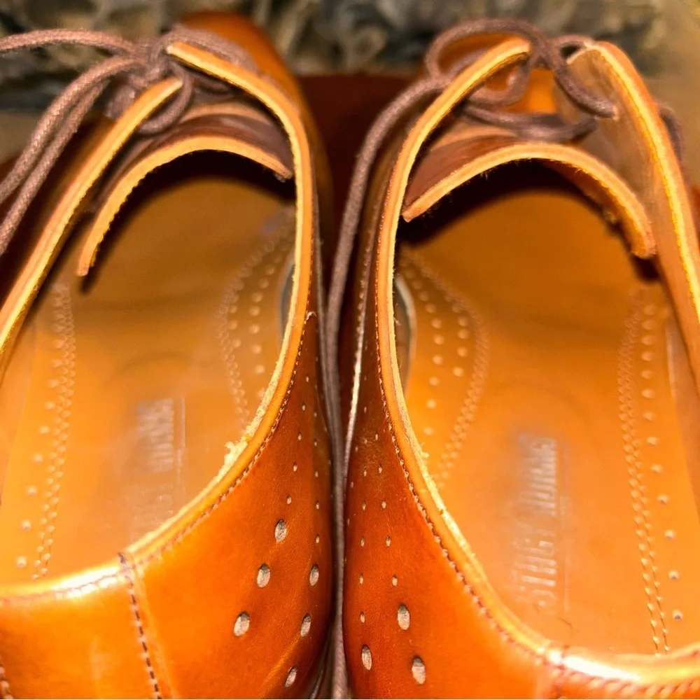 Stacy Adams Men's Savion Cognac Lace-up Plain Toe Oxford Size 10M EUC Like New!